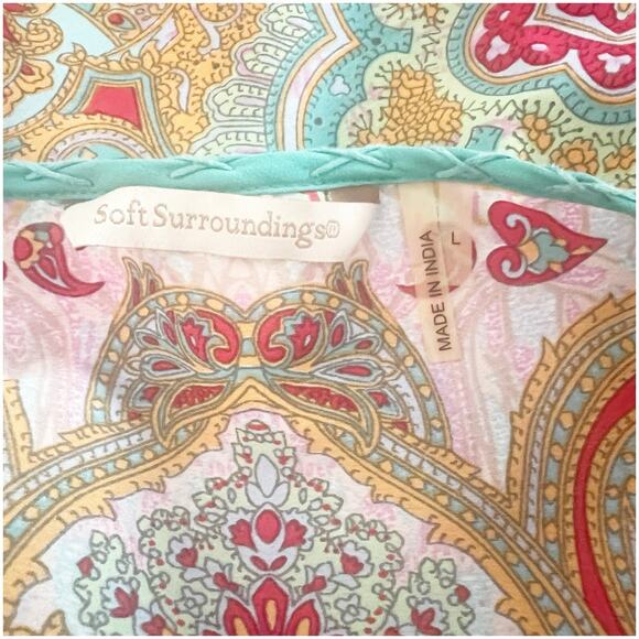 Soft Surroundings Bohemian Tunic Size Large Multi Pattern Colorful With Tassels - Picture 13 of 14